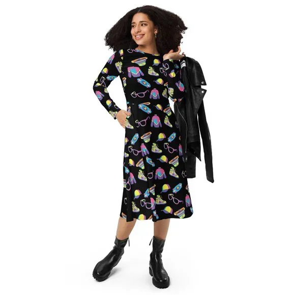 ThePinupShopBoutique.com | Dresses | Nostalgic 9s Party Long Sleeve Dress |  Poshmark